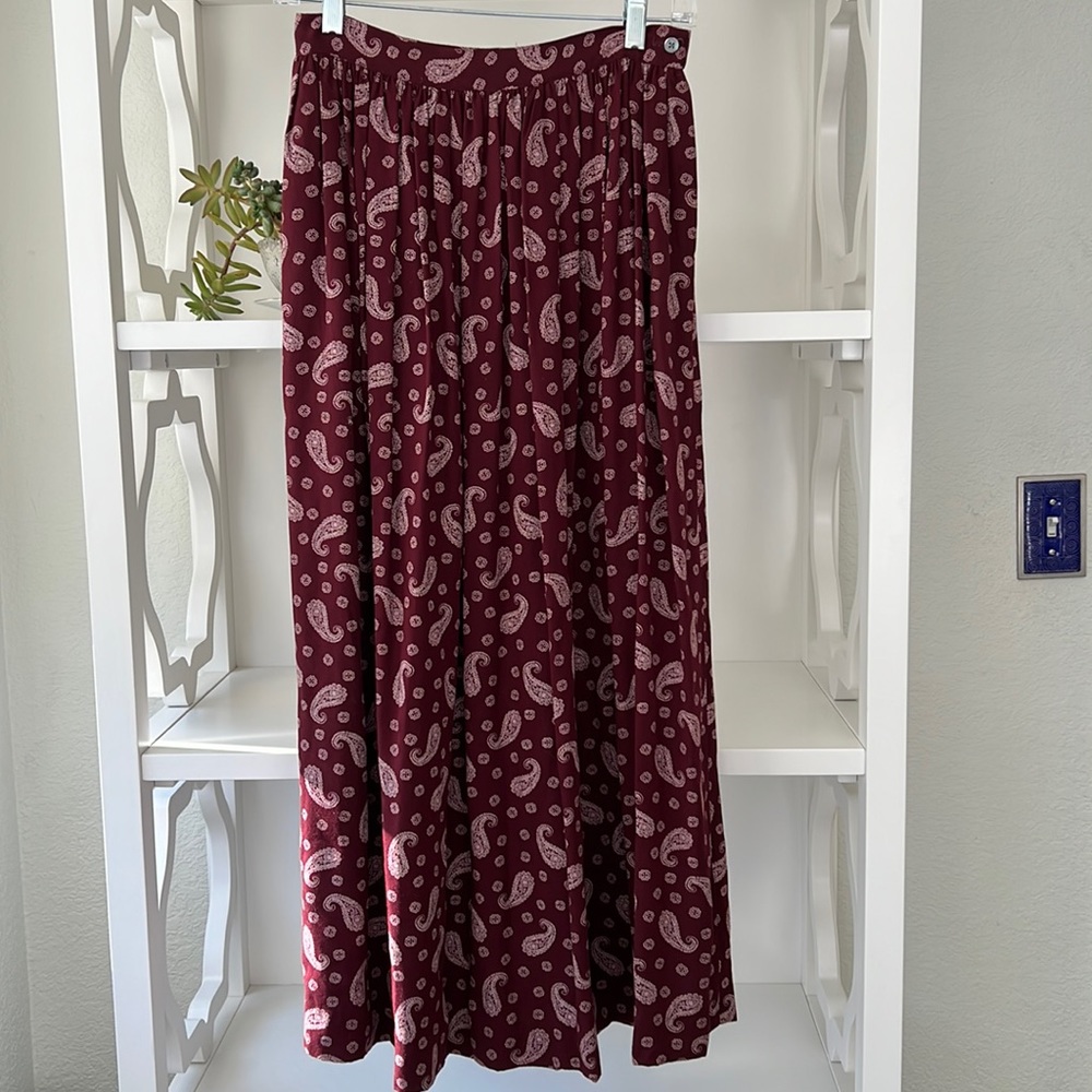 Vintage 80’s Ralph Lauren Paisley Full Pleated Midi Skirt Rayon Size 6